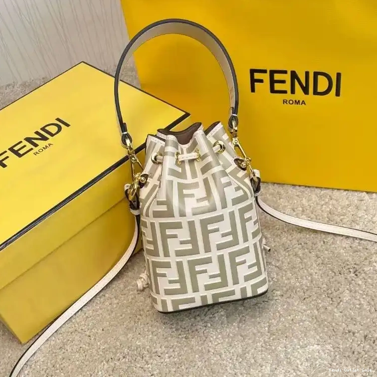 Cheap Motif Bag White FF In Mini Mon Calf Tresor Fendi Bucket Leather 0608